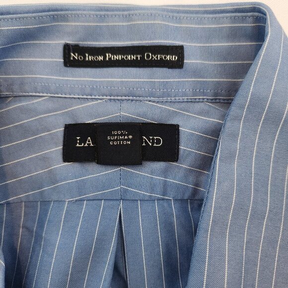 Lands End Oxford Button Down Dress Shirt. Striped. 100% Supima Cotton. 15 1/2-34 - Picture 6 of 7
